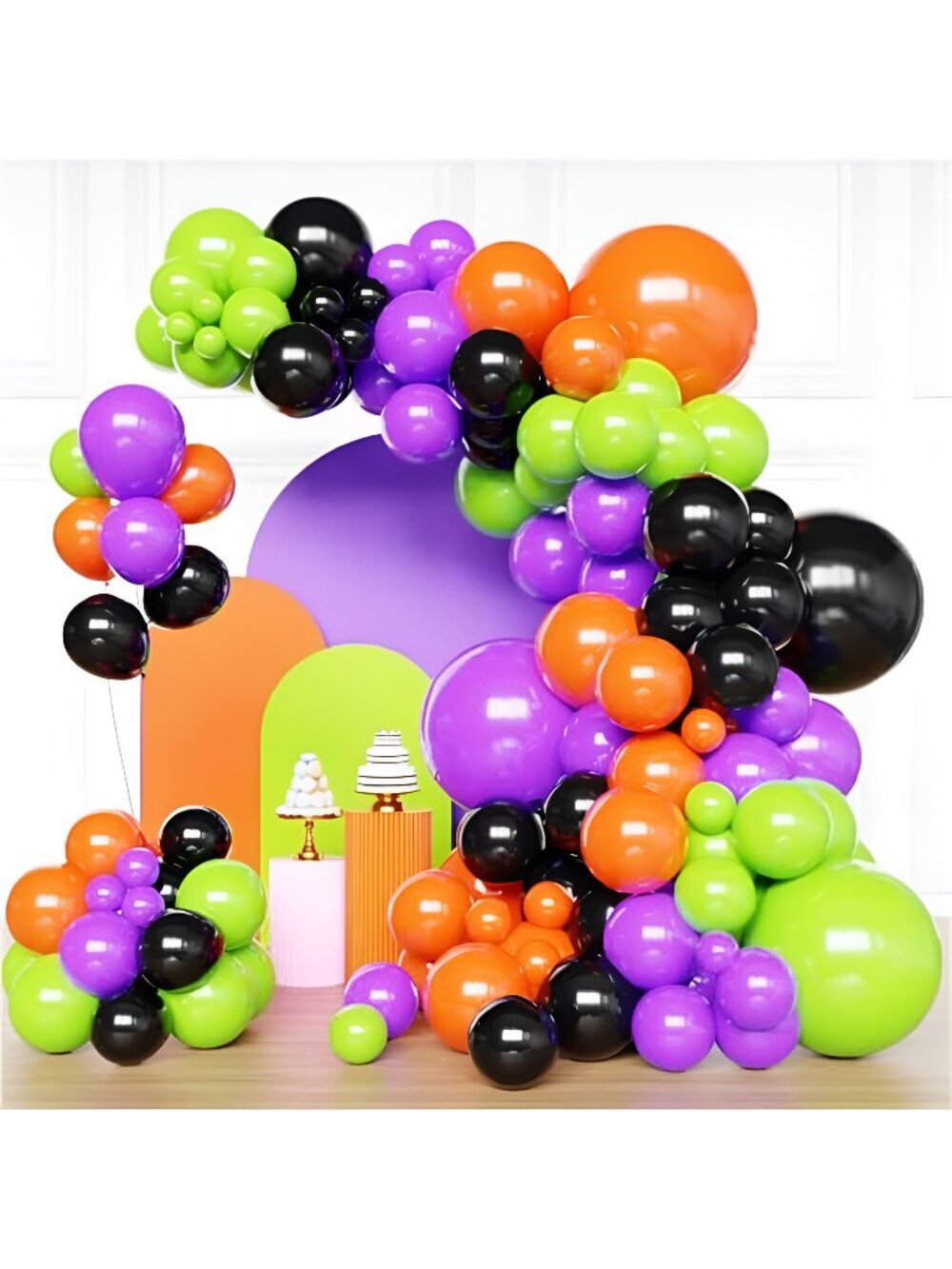 Halloween Balloons Arch Kit, Black Orange and Purple Green Balloons
